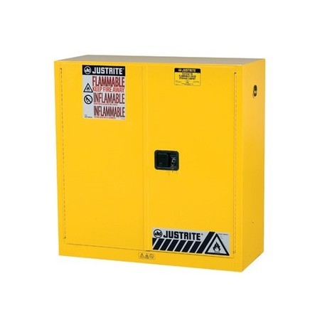 Justrite Flammable Safety Cabinet, 30 Gal, 1 Shelf, 2 M/C Doors, Yellow 893000